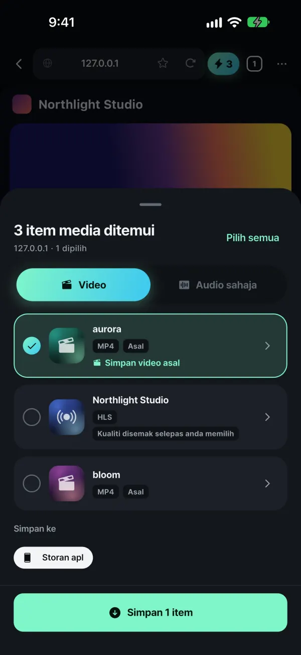Simpan media milik anda