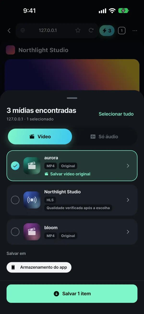 Salve a sua própria mídia