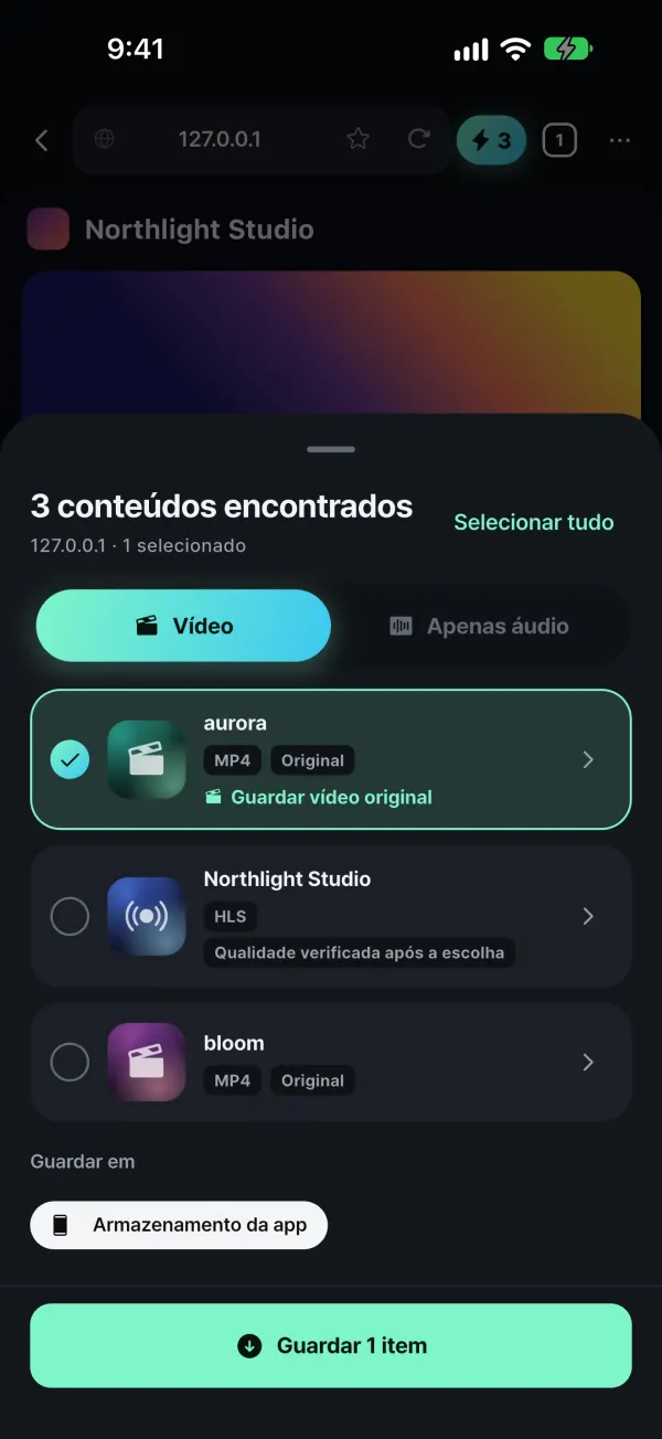 Guarde os seus conteúdos